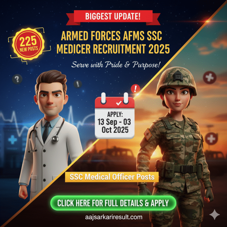 AFMS Medical Officer SSC Online Form 2025 – 225 Posts Notification