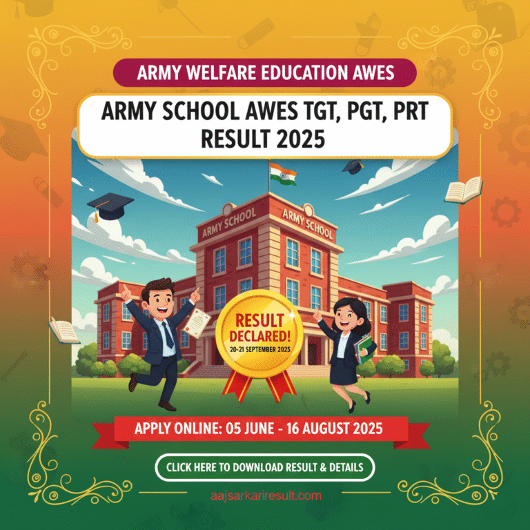 Army School AWES TGT, PGT, PRT Result 2025