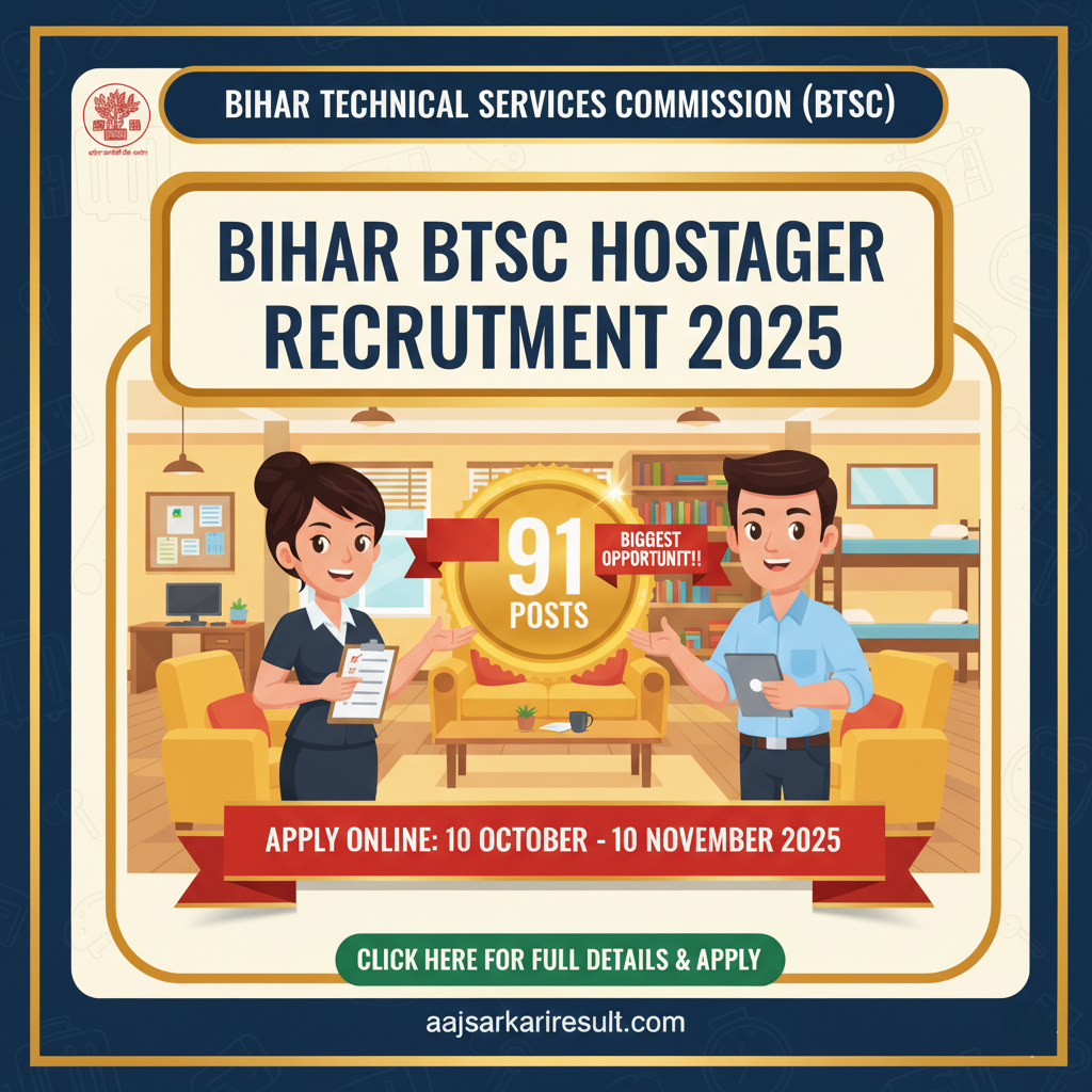 Bihar BTSC Hostel Manager Recruitment 2025