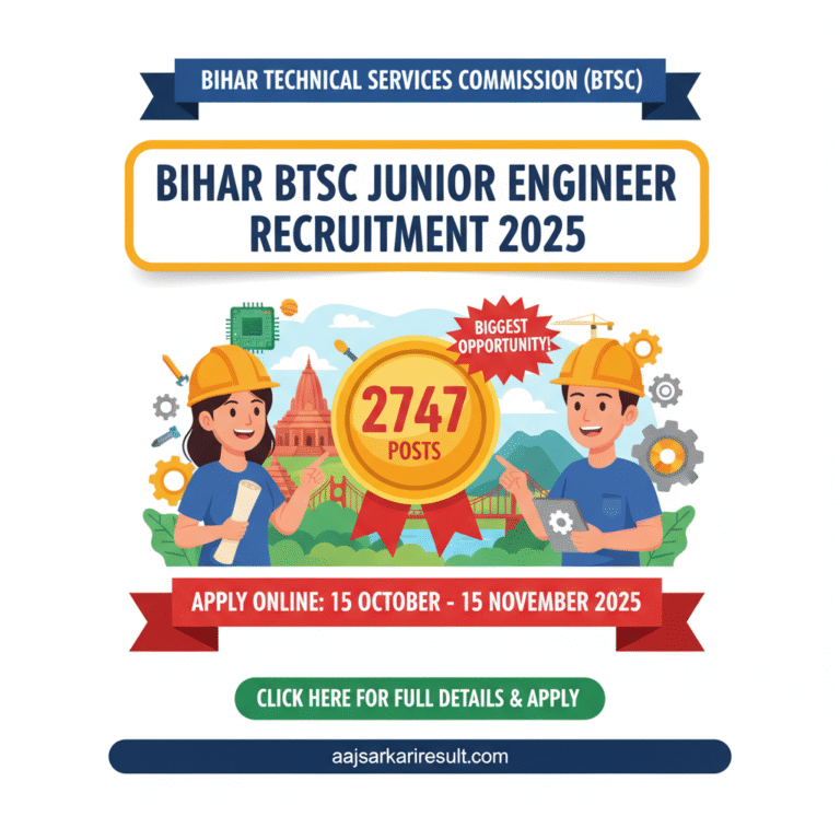Bihar BTSC Junior Engineer Recruitment 2025