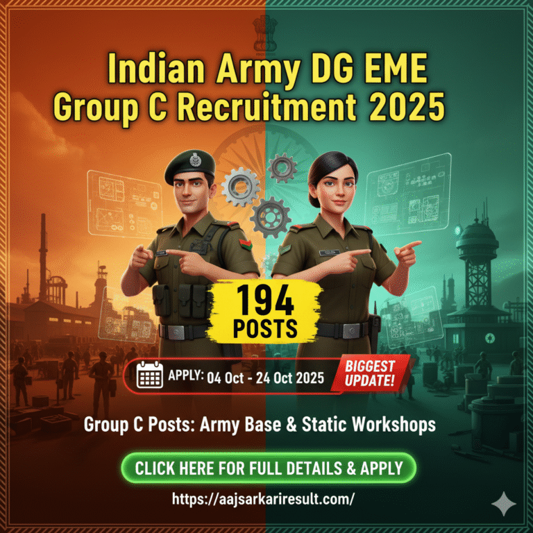 irectorate General of Electronics and Mechanical Engineers (DG EME) Indian Army DG EME Group C Recruitment 2025