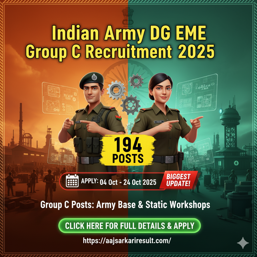 irectorate General of Electronics and Mechanical Engineers (DG EME) Indian Army DG EME Group C Recruitment 2025