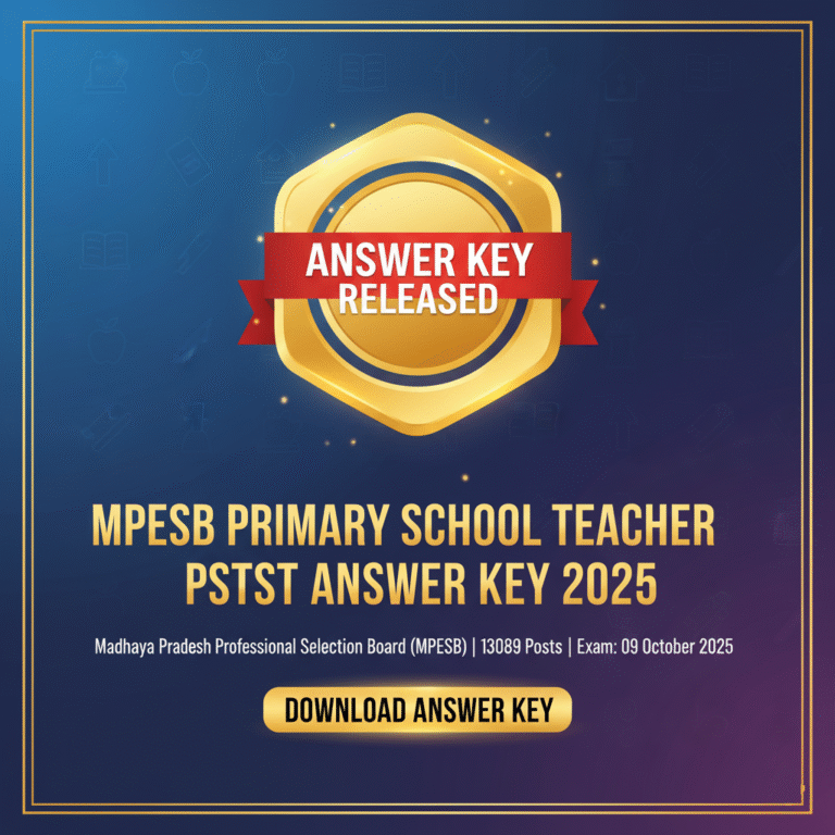 MPESB Primary School Teacher PSTST Answer Key 2025