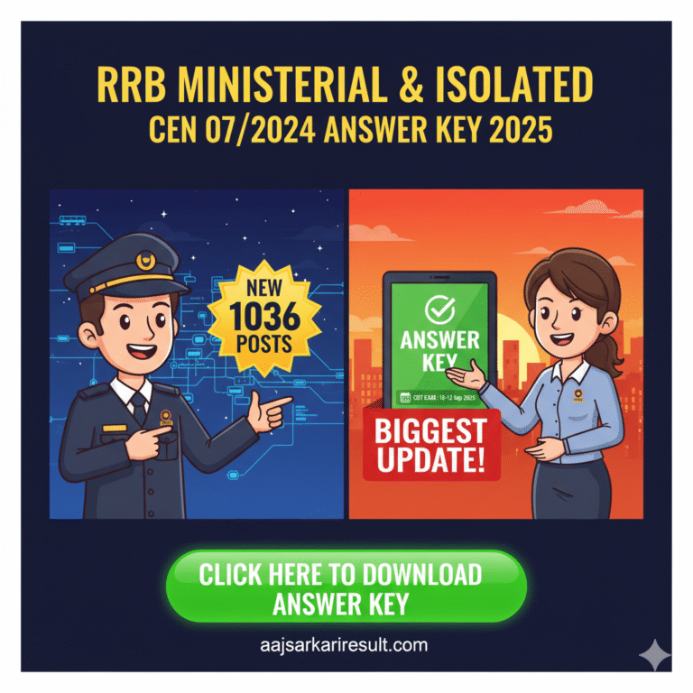 RRB Ministerial & Isolated Categories Answer Key 2025 Out – Download Here