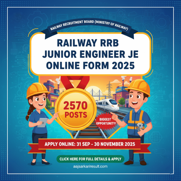 Railway RRB Junior Engineer JE Online Form 2025