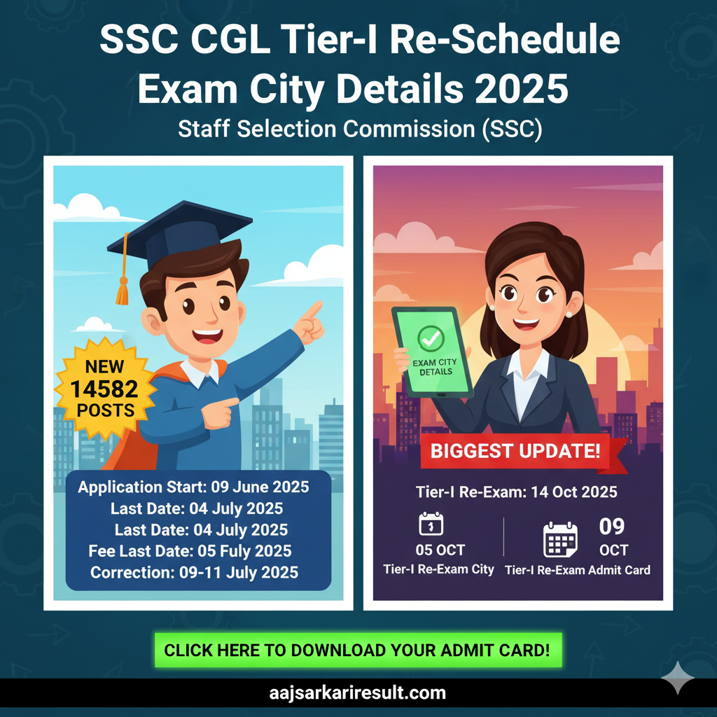 SSC CGL Re-Schedule Exam City Details 2025